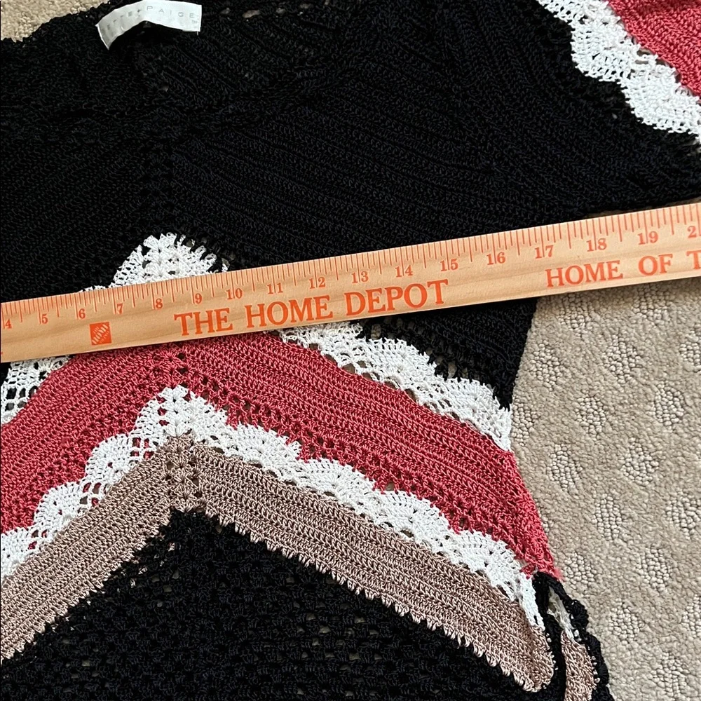 Bette Paige Black Crochet Open Knit Chevron Top